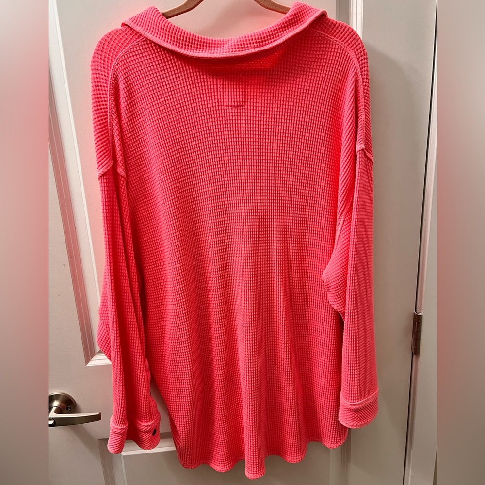 Pink Button-Up Waffle Knit Sweater - Picture 2 of 3
